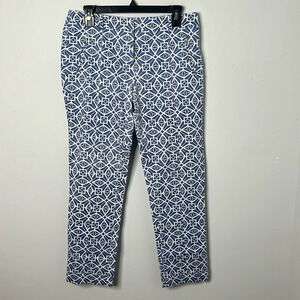 Tyler Boe Blue Geometric Crop Pants